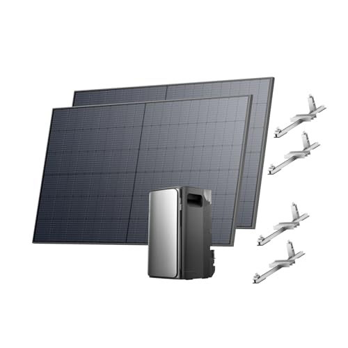ECOFLOW STREAM Pro Balkonkraftwerk mit Speicher 1040W, 1,92kWh Speicher für Balkonkraftwerk, Komplettset mit 2x520W Solarpanel und Halterung für Garten/Flachdach, erweiterbar auf 21 kWh, KI, Plug&Play