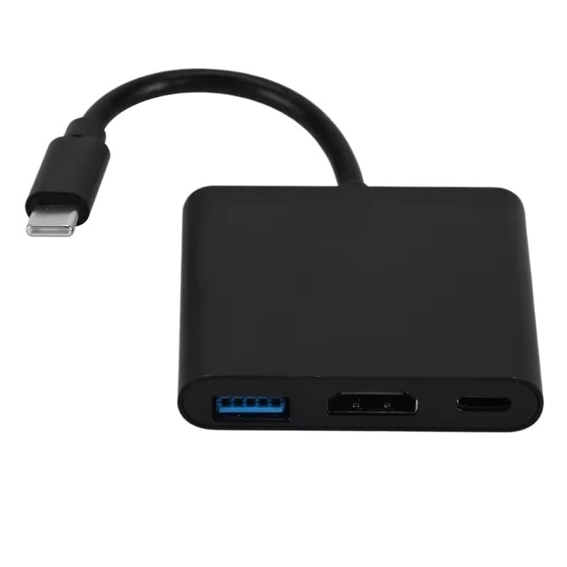 USB C to HDMI-Compatible VGA t2y>pe-c Digital AV Multiport Adapter 3 Converter to 4K 1080P Fast(Black 3 in 1)