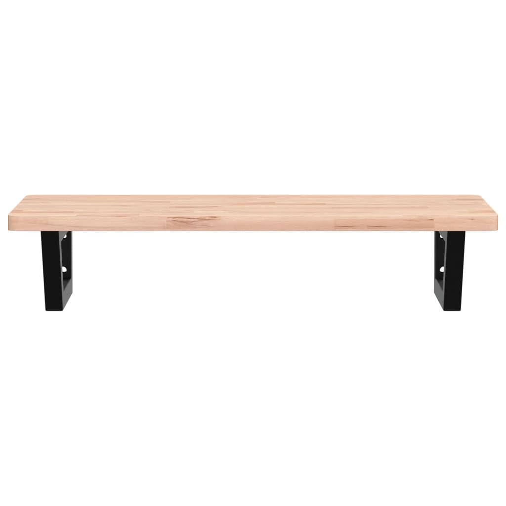 Estantería para lavabo de pared de acero y madera de haya maciza, 80 x 40 cm, con soporte trapezoidal, ahorra espacio, soporta hasta 100 kg, para baño y lavabo con armario bajo
