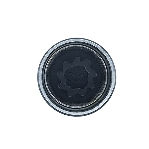 Image of Chrome Steel Wheel Lock Nut Screw Removal Key Anti-Theft Lugnut Socket Compatible for Vw Audi Volkswagen Vehicles (539)