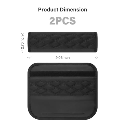 2PCS Car Seat Belt Cover Pads,Leather Seatbelt Covers Protect Shoulder and Neck Car Accessories Interior,Universal Car Seat Strap Pads Car Decorations for Most Cars Trucks (Black) - Image 3