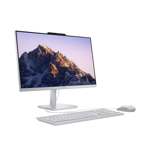 Image of Lenovo A100 23.8 inch FHD All-in-One Desktop Computer, 16GB RAM 1TB SSD, Quad-Core Intel Processor, HDMI, Windows 11, Wired Keyboard & Mouse with PLUSERA 8-in-1 Hub, Gray