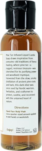 Image of Claya Pine Tar Liquid Castile Soap - Organic Ingredients, Biodegradable, Gentle for Sensitive Skin, Versatile Use and Travel Size (3 Pack of 2 fl oz)