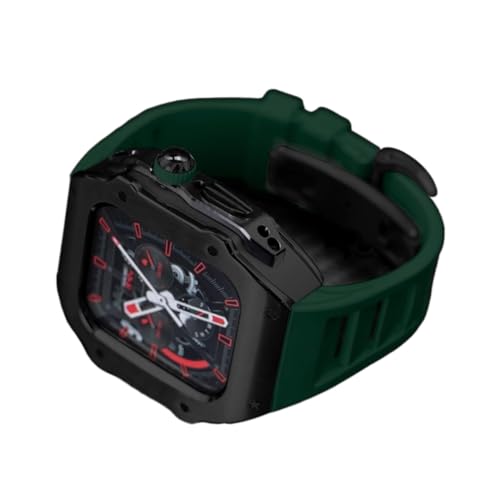 Boîtier en acier pour Apple Watch Series 8 et 7 avec bracelet silicone style RM premium