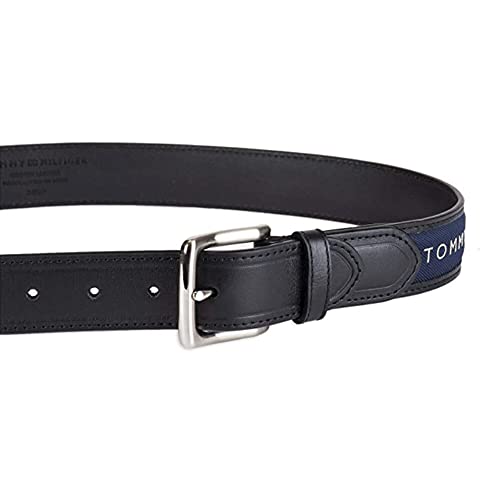 Tommy Hilfiger mens Fabric Inlay Casual Belt With Classic Harness Buckle