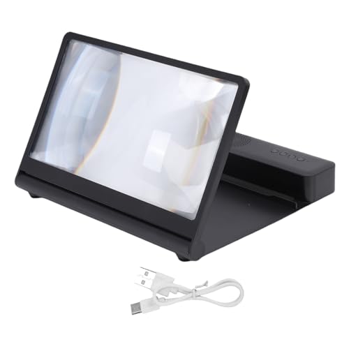 Fdit Lupa de Pantalla para Teléfono Inteligente, Ampliadora de Pantalla para Teléfono Móvil 3D HD con Altavoz Bluetooth para Películas, Vídeos y Juegos
