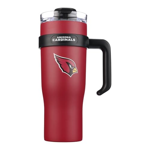 Image of The Memory Company Officially Licensed 46oz Team Color Slim Tumbler with Straw and Handle, Arizona Cardinals
