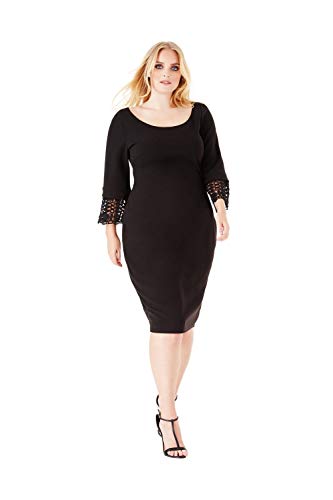 Goddiva Women's Black Tulip Midi Plus Size Midi Prom Party Dress 20