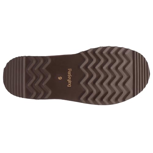 Parfeying Men’s Sheepskin Slippers with Shearling Fur Lining, Genuine Suede Upper, Cozy Fuzzy House Shoes for Indoor Outdoor, Memory Foam Winter Slip-On4