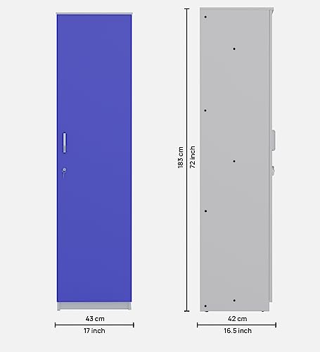 Image of COUCH CULTURE Adona Engineered Wood Wardrobe Almirah for Clothes with 1 Door | Storage Organizer | Storage Cabinet for Kitchen | Multipurpose Almirah for Bedroom, Living Room | 1 Year Warranty - Blue