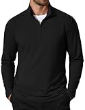 COOFANDY Men's Quarter Zip Pullover Sweatshirt Mock Neck Golf Shirts Casual Long Sleeve Shirt Black