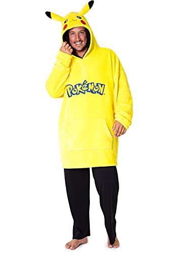 Pokemon Sudadera Hombre de Pikachu Manta con Capucha y Mangas de Forro Polar (Amarillo)
