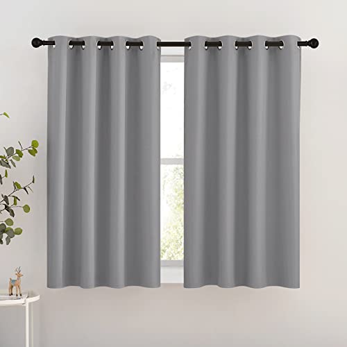 NICETOWN Silver Grey Blackout Curtains for Bedroom - Triple Weave Grommet Top Thermal Insulated Window Treatment Light Blocking Drapes for Cafe/Home O