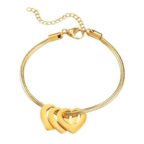 Bracelet perles de cristal et chaîne serpent : célébrez vos liens précieux avec 1 à 5 cœurs