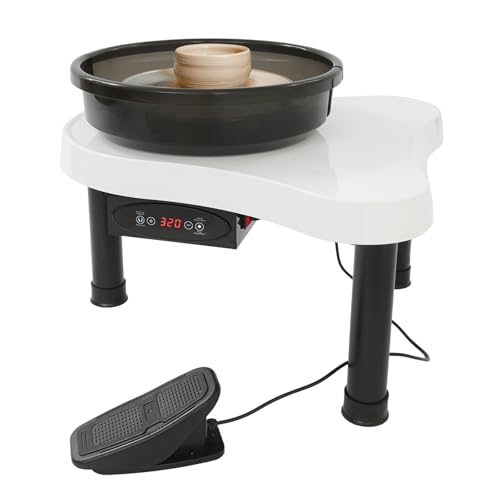 12.6in/32cm Pottery Wheel for Adults, 200W Professional Pottery Kit with LCD Touch Screen, Foot Pedal & Detachable Basin, DIY Art Clay Potter's Wheel Forming Machine for Kids Adults Beginners (White)