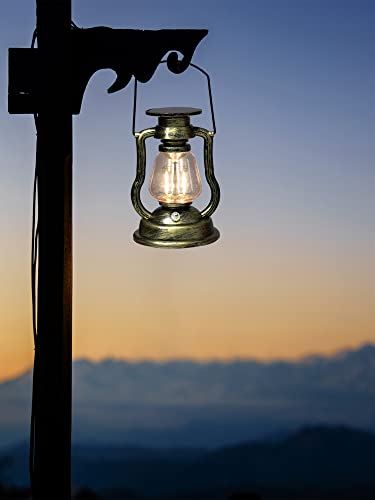 Mecakuca Led Vintage Lanterns Solar Old Hurricane Lantern Waterproof,Antique Metal Hanging Lantern Lamp For Indoor Table Outdoor Camping Lighting,Gold #TOP5
