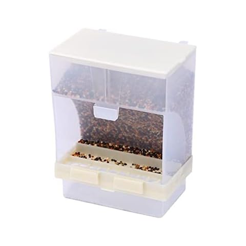 KOMUNJ Transparent Futterspender Vogel für Wellensittiche, Kanarienvögel, Nymphensittiche, Finken, Sittiche, Samen, Lebensmittelbehälter Cover