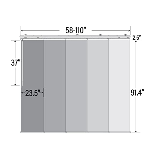 Nile 5-Panel Single Rail Panel Track Extendable 58"-110" W x 94" H, Panel Width 23.5"