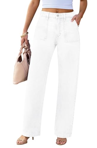Image of Wide Leg Jeans for Women High Waist Stretch Cargo Denim Pants