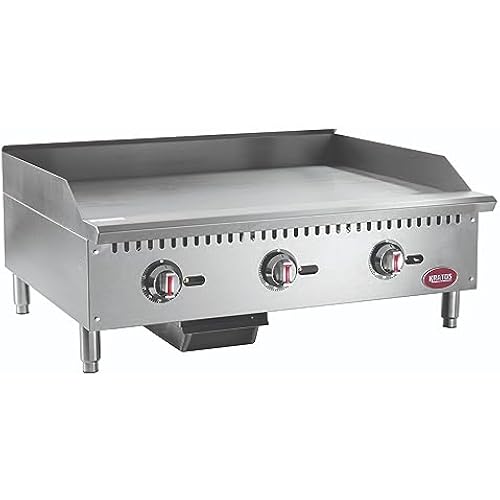 Kratos 36" Wide Commercial Restaurant Gas Countertop Griddle, Thermostatic Controls, 3 Burners, 90,000 BTU Output (29Y-008)