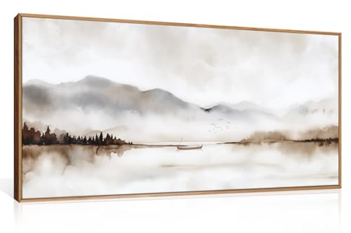 DRACIT Neutral Abstract Mountain Framed Canvas Print Wall Art Set,Watercolor
