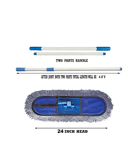 Image of Marian Wet and Dry Cotton pad Flat Floor Mop with 4 Feet Handle| Home | Office | Hotels | Hospitals | with Extra 2 Refill (24 INCH)