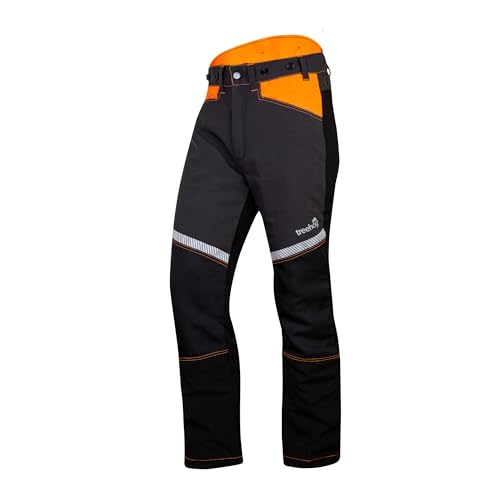Treehog TH250 Chainsaw Trousers Regular Fit Class 1 (20m/s) Protection EN ISO 11393-2 Certified Type A Front Protection (UK Alpha L Regular Regular Grey/Orange)
