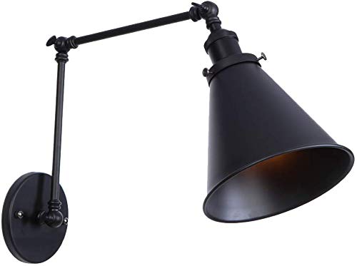 Lzoahi Industrial Vintage Mount Light Sconces Wall Lamp Black Angle Adjustable Up Down Swing Arm Retro Bronze Wall Sconces (Harwire 1 Pack)