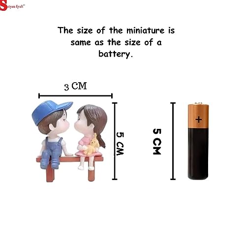 SATYAM KRAFT 1 Set Romantic Boy Girl Sitting on Bench Miniature | Valentine Gift for Girlfriend, Boyfriend, Husband, Wife | Home Decor, Valentine Day Gifting Items | Couple Decorative Showpiece