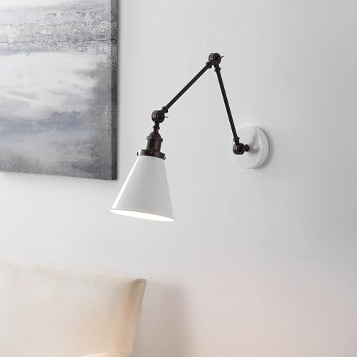 Image of JONATHAN Y Rover 1-Light Wall Sconce 7 inch, White /Oil Rubbed Bronze