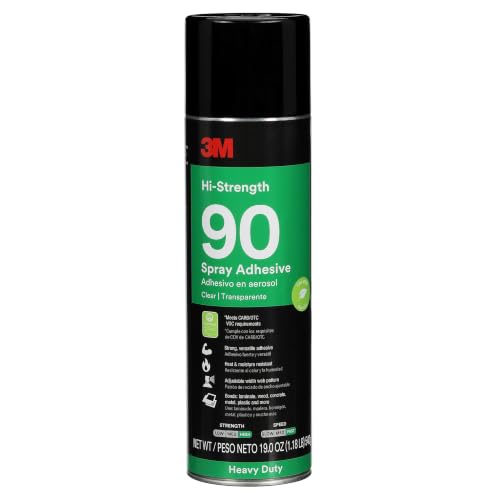 3M Hi-Strength Spray Adhesive 90, Low VOC, Clear, 24 fl oz (Net Wt 19 oz)