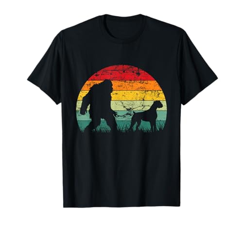 Retro Vintage Bigfoot With Boxer Dog - Animal Whisperer T-Shirt