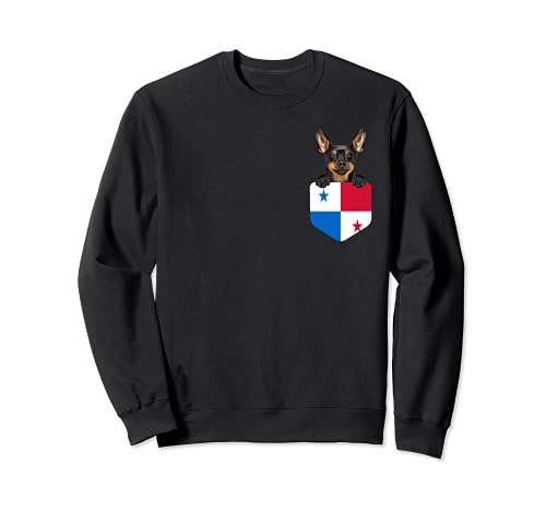 Panama Flag Miniature Pinscher Dog In Pocket Sweatshirt, Black
