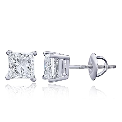 The Diamond Channel CERTIFIED 1 to 6 Carat LAB GROWN Princess-Cut Diamond Stud Earrings Round Cut 4 Prong Screw Back (F-G Color, VS1-VS2 Eye Clean Clarity)2