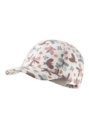 Sterntaler Baseball -Cap Schmetterlinge - Schildkappe für Kinder aus Flammgarn -Jersey mit praktischem Gummiband - Basecap Mädchen mit Schmetterlings Aufdruck - Basecap für Kinder - ecru, 51