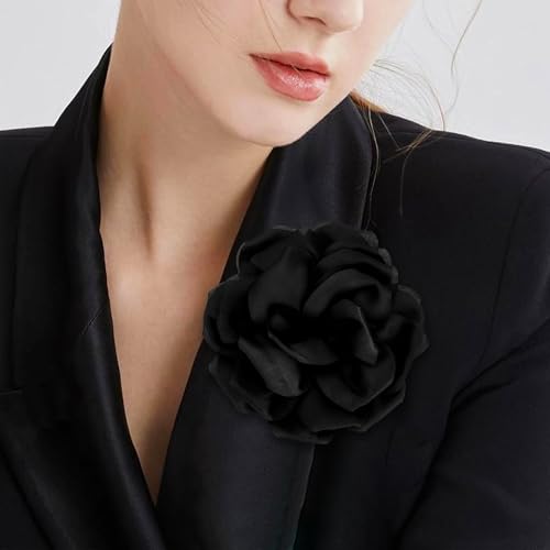 Image of Yadiana Rose Flower Brooches and Pins for Women, Dainty Satin Fabric Rose Brooches Lapel Pins Elegant Hair Clips for Wedding Party Banquet Dress Suit Clothes Accessories Valentine's Day Jewelry Gifts