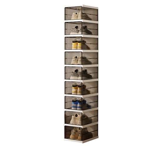 Portazapatos – Organizador de almacenamiento de zapatos transparente – Caja de almacenamiento transparente plegable y apilable para entrada, zapatos de deporte, casa, botas, dormitorio y oficina