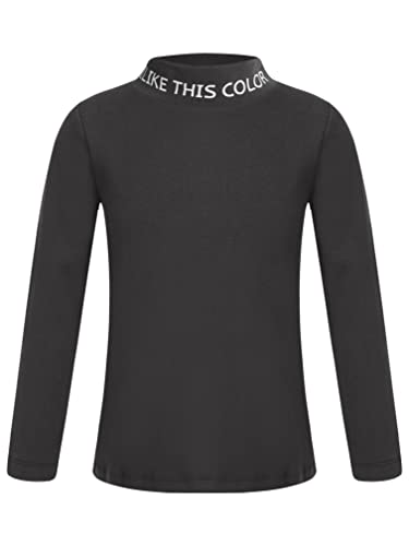 easyforever Kids Boys Girls Thermal Underwear Top Long Sleeve Turtleneck T-Shirts Winter Baselayer Fleece Shirts Black 18-24 Months