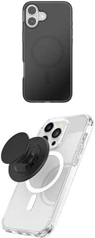 Bundle of PopSockets iPhone 16 Plus Phone Case with MagSafe, Wireless Charging Compatible, Black - Black Translucent + PopSockets Phone Grip for MagSafe, Magnetic Holder, Phone Stand, Black - Black