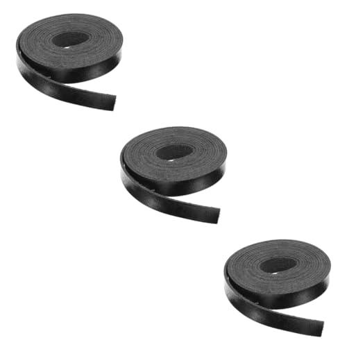 NUOBESTY 3St Randstreifen aus Leder Schmuck Quasten leathercrafting Lederriemen Ledergürtel basteln Kunststreifen aus Leder selber Machen handgefertigtes Lederband Lederstreifen Pu Black