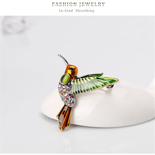 Image of coadipress Colorful Birds Brooch Pins Crystal Rhinestone Branch Bird Brooch Cute Enamel Animal Magpie Hummingbird Pin Fashion Jewelry Accessories Gifts