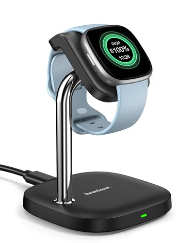 SwanScout Watch Ladestation für Fitbit Versa 4/Versa 3/Sense 2/Sense Magnetisches Schnellladegerät für Fitbit Versa 4/Fitbit Versa 3/Fitbit Sense 2/Fitbit Sense SwanScout 505FB (Schwarz)