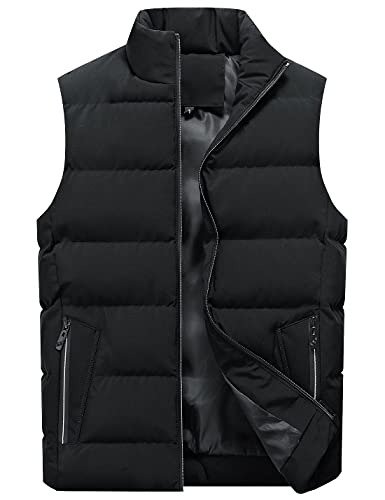 Locachy Men's Outdoor Casual Full Zipper Stand Collar Padded Vest Coats Sleeveless Jacket