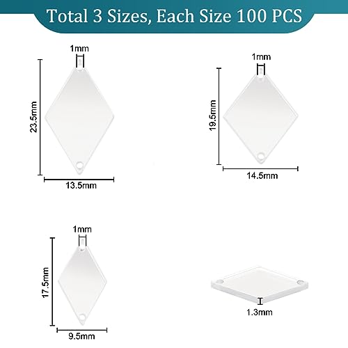 PH PandaHall 300pcs 3 Sizes Silver Sew on Mirrors Acrylic Sew on Mirror Pieces with Holes Diamond Mirror Beads for DIY Wedding Dress Clothing Bags Shoes Decoration Garment Costume Evening - Image 2