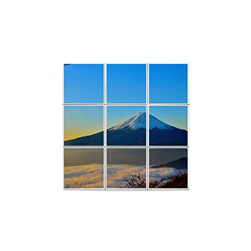Carreaux céramique décoratif Mont Fuji lot de 9 pièces format carré total 32,4 x 32,4 cm