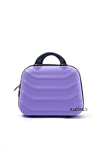R.Leone Valigia da 1 pezzo Fino a Set 4 Trolley Rigido grande, medio, bagaglio a mano e beauty case 8 ruote in ABS 2026 (Lilla, XXS Beauty case)