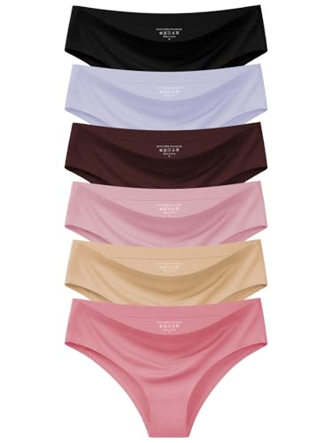 Image of AIVEITE Women's Seamless Underwear No Show Bikini Panties Cheeky Low Rise Breathable Silky Invisible Briefs 6 Pack