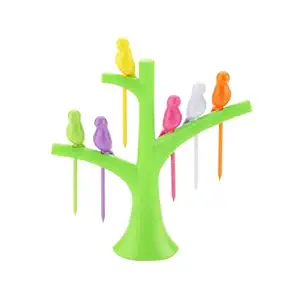 Suzec Fancy Bird Fork, Attractive on Table and Ideal Fork for Eating Fruits (Pack of 1)|Fancy Fork|Tree Shape Holder Rack| Fork Set for Kids|Fork Set with Stand|Fork Stand|Fork for Babies|