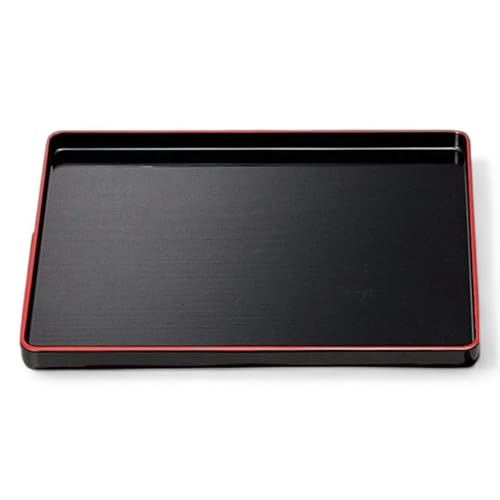J-kitchens お盆 尺4 千筋長手 トレー ( 盆 トレイ おぼん ) 黒 ブラック 天 朱 レッド 滑らない 42cm 漆器 ( ABS 樹脂 ) 日本製