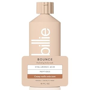 Billie Bounce Hydrating Womens Body Wash, 18 fl oz, Creamy Vanilla Cedar Scent, Vegan, Cruelty Free
